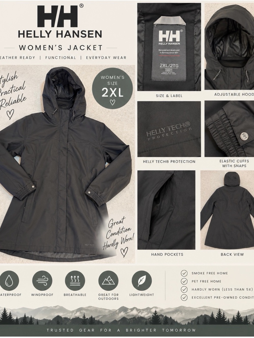 Helly Hansen Women's Black Hooded Ski Jacket
